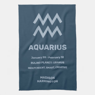 Individuelle Name / Text Zodiac Zeichenaquarius Geschirrtuch