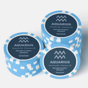 Individuelle Name / Text Zodiac Zeichenaquarius Pokerchips