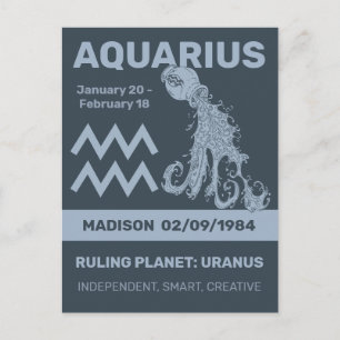 Individuelle Name / Text Zodiac Zeichenaquarius Postkarte