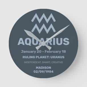 Individuelle Name / Text Zodiac Zeichenaquarius Runde Wanduhr