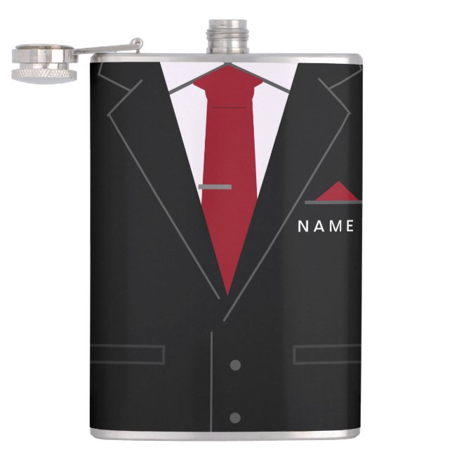 Individuelle Name-Textmaske mit Business-Anzug und Flachmann (Geöffnet)
