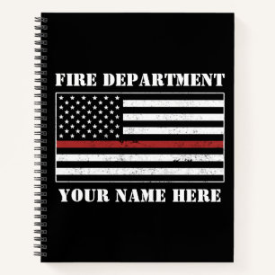 Individuelle Name Thin Red Line Flaggen Stolz Feue Notizbuch