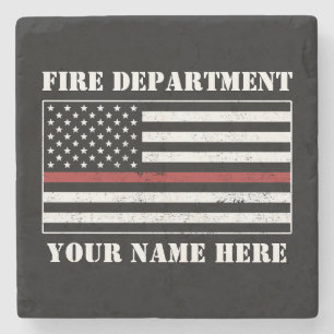 Individuelle Name Thin Red Line Flaggen Stolz Feue Steinuntersetzer