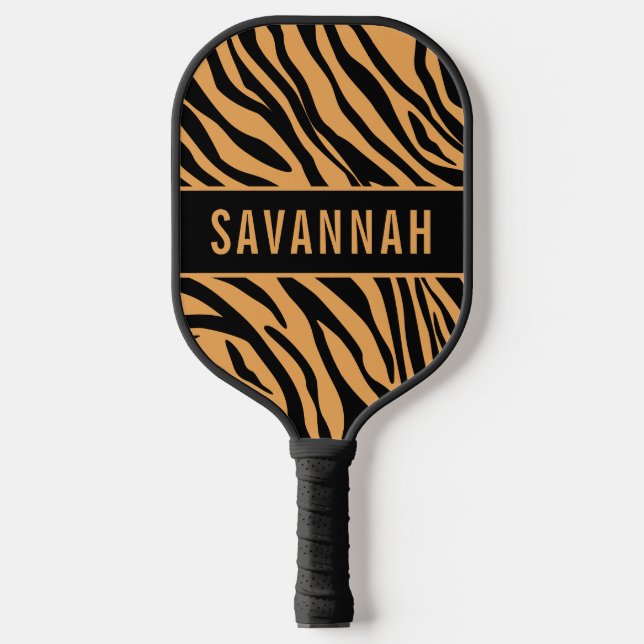 Individuelle Name Tiger Animal Print Muster Classi Pickleball Schläger (Vorderseite)