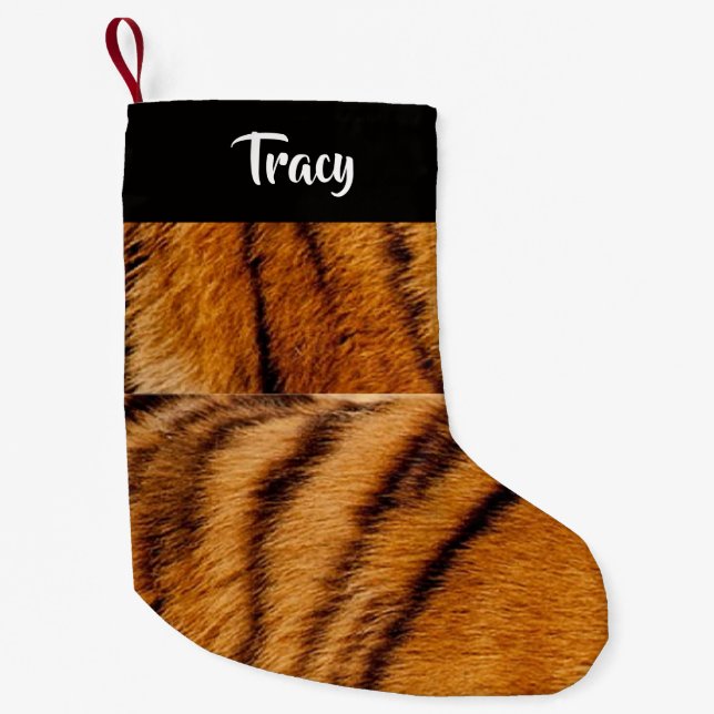 individuelle Name-Tigerhaut  Kleiner Weihnachtsstrumpf (Vorderseite)