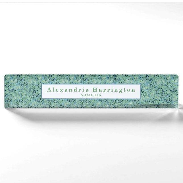 Individuelle Name Tiny Floral Einzigartiges Cubicl Namensplakette (Vorderseite)