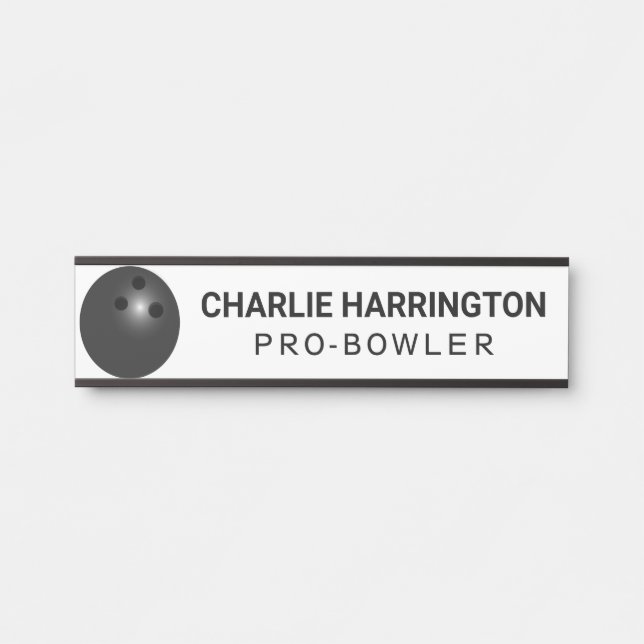 Individuelle Name & Titel Bowling Ball Türschild (Vorderseite )