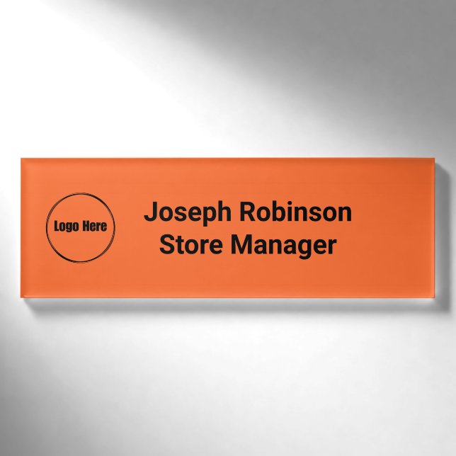 Individuelle Name Titel Logo Burnt Orange Namenschild (Vorderseite)