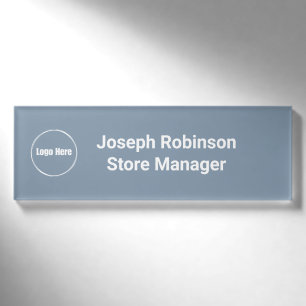 Individuelle Name Titel Logo Dusty Blue Namenschild