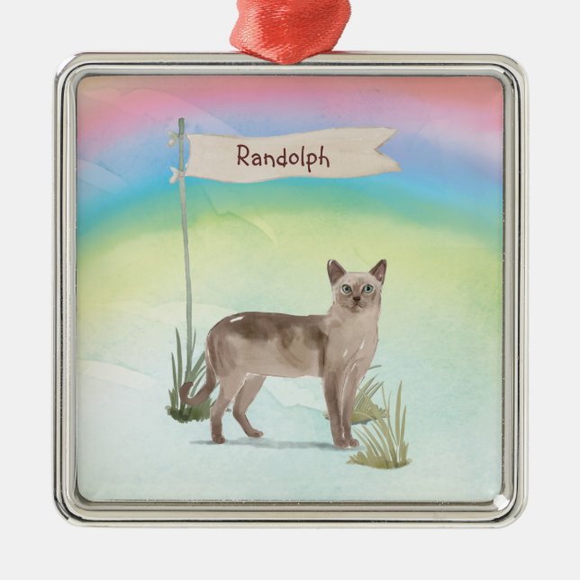 Individuelle Name Tonkinese Cat Pet Ornament Aus Metall (Vorne)