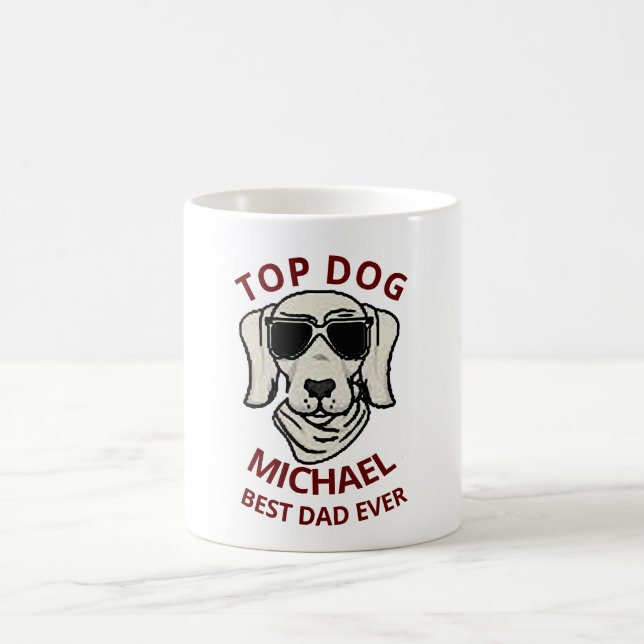 Individuelle Name Top Dog Vater Vatertag Kaffee Kaffeetasse (Mittel)