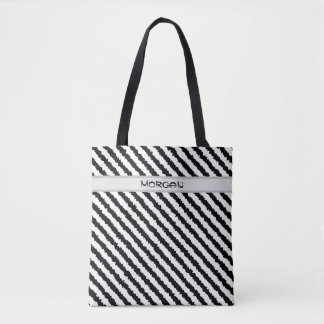 Individuelle Name Tote Tasche mit Schwarz und Weiß
