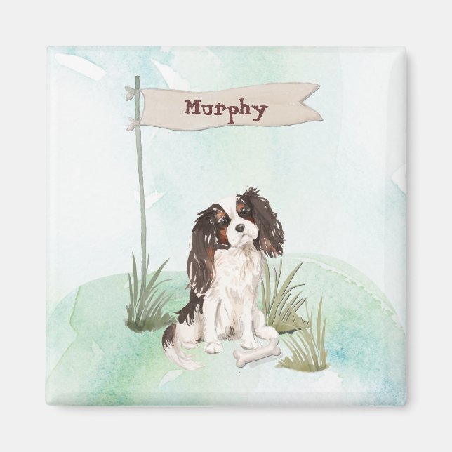 Individuelle Name Tri Color King Charles Spaniel Magnet (Vorne)