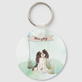 Individuelle Name Tri Color King Charles Spaniel Schlüsselanhänger