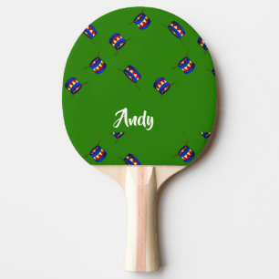 Individuelle Name-Trommelmuster auf grün Tischtennis Schläger