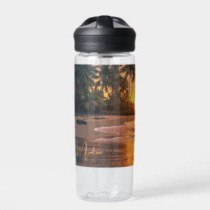 Individuelle Name Tropical Beach Sunset Trinkflasche