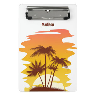 Individuelle Name Tropical Island Sunset Mini Klemmbrett