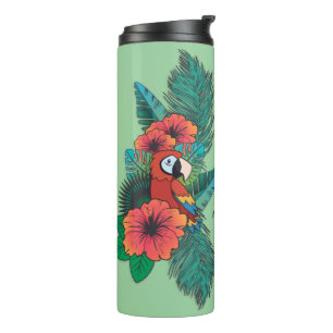 Individuelle Name Tropischer Papagei Thermosbecher