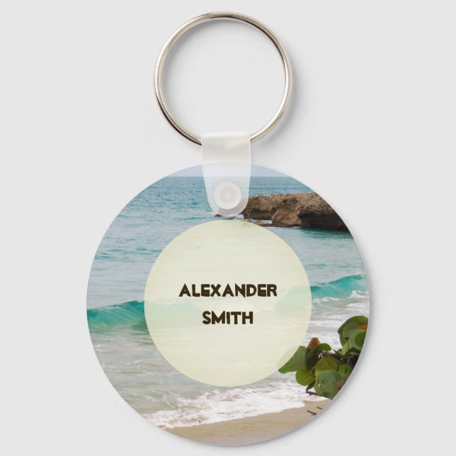 Individuelle Name | Tropischer Strand Schlüsselanhänger (Vorderseite)