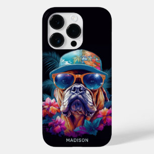 Individuelle Name Tropischer Urlaubshund Case-Mate iPhone 14 Pro Hülle