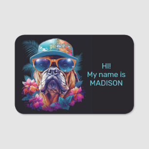 Individuelle Name Tropischer Urlaubshund Namensschild