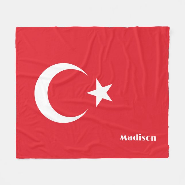 Individuelle Name Türkei-Flagge Fleecedecke (Vorderseite (Horizontal))