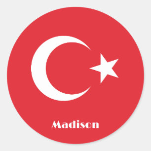 Individuelle Name Türkei-Flagge Runder Aufkleber