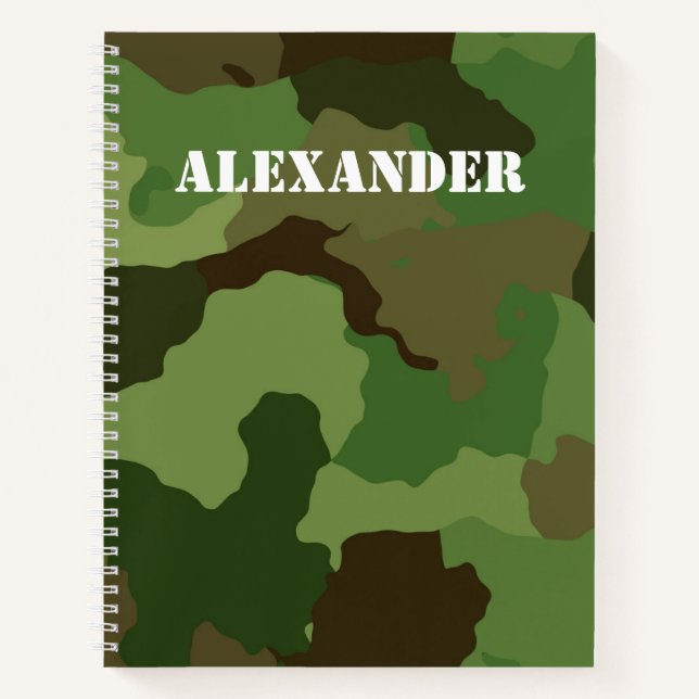 individuelle Name über Camouflage Hintergrund Notizbuch (Vorderseite)