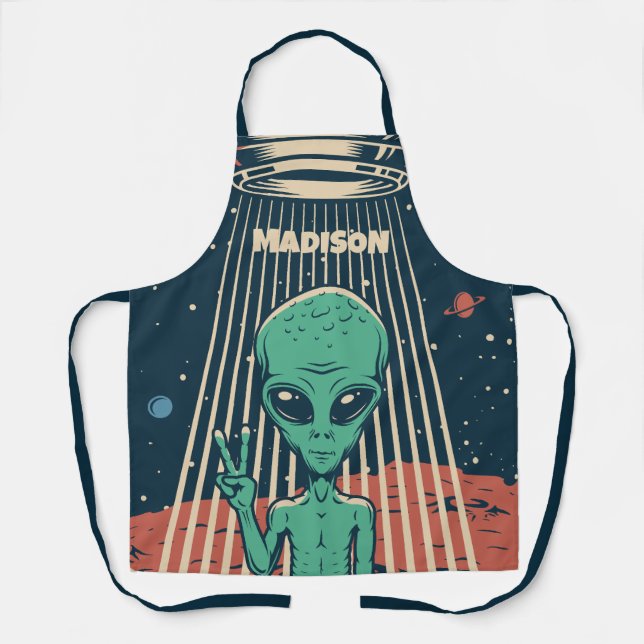 INDIVIDUELLE NAME UFO ALIEN SCHÜRZE (Vorderseite)