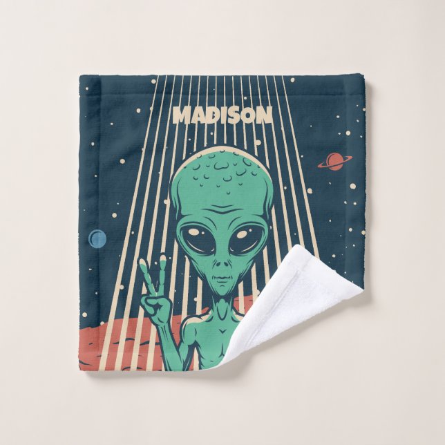 INDIVIDUELLE NAME UFO ALIEN WASCHLAPPEN (Waschlappen)