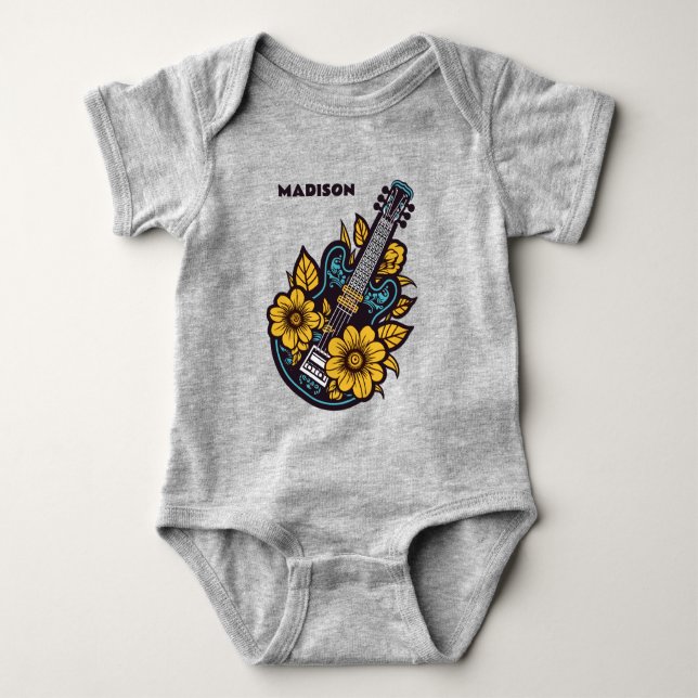 Individuelle Name Ukulele Baby Strampler (Vorderseite)