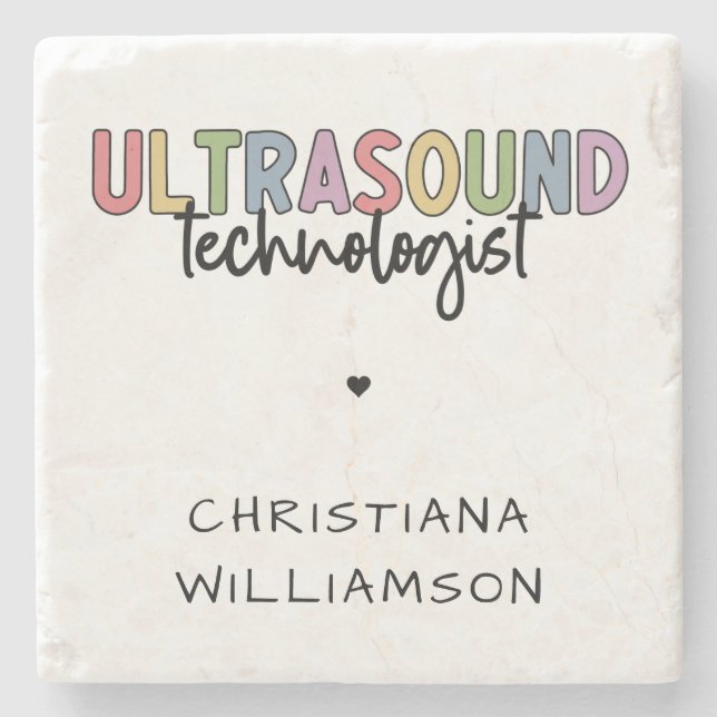 Individuelle Name Ultrasound Technologist Geschenk Steinuntersetzer (Vorderseite)