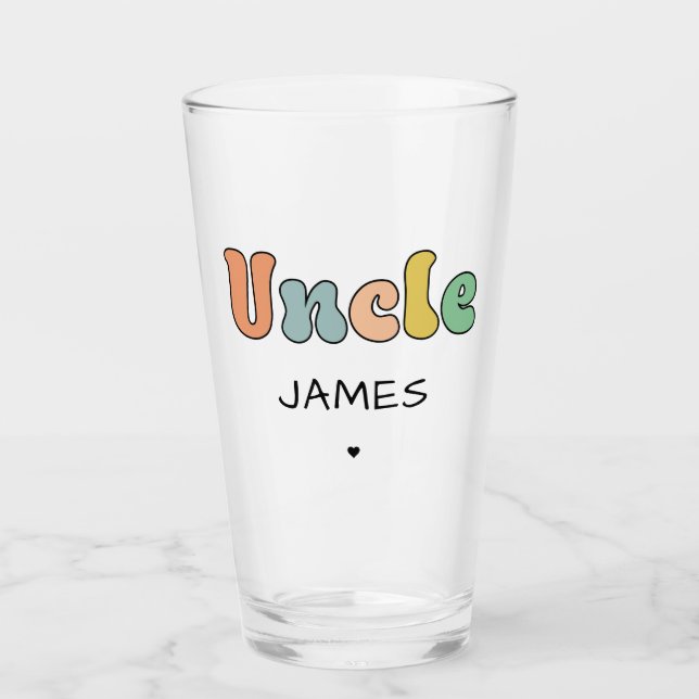 Individuelle Name Uncle Retro-Geschenk | PERSONALI Glas (Vorderseite)