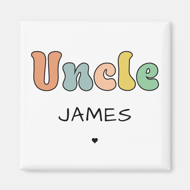 Individuelle Name Uncle Retro-Geschenk | PERSONALI Magnet (Vorne)