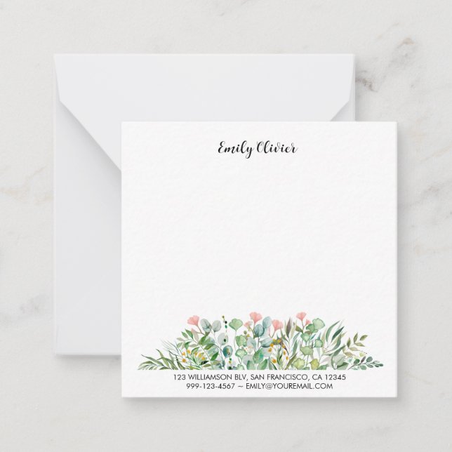 Individuelle Name und Adresse für Aquarellfarben Mitteilungskarte (Vorderseite)