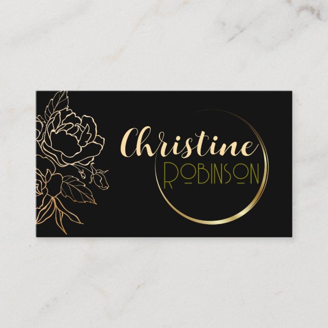 Individuelle Name und Beruf in Schwarz und Gold Visitenkarte (Vorderseite)