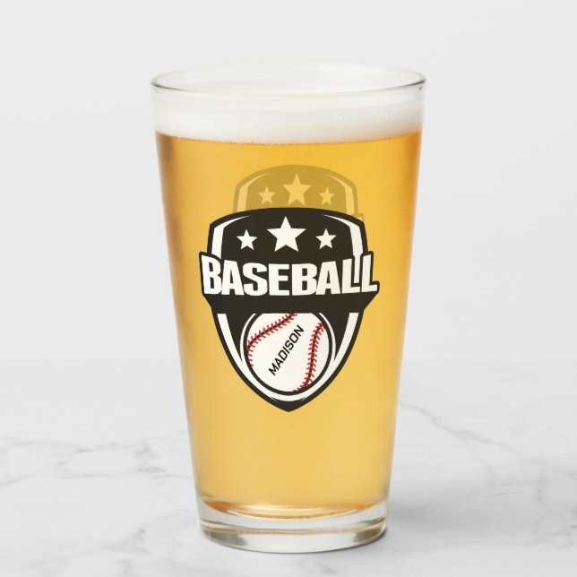 Individuelle Name- und Farbbaseball Glas (Rückseite (gefüllt))