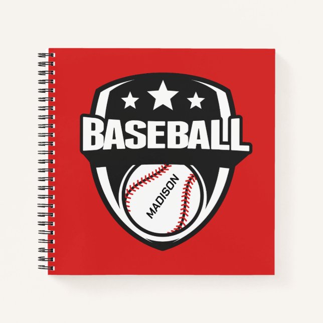 Individuelle Name- und Farbbaseball Notizbuch (Vorderseite)