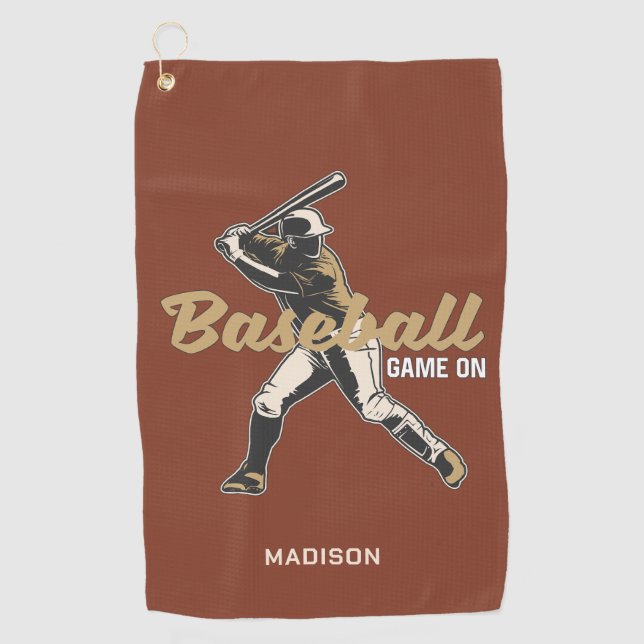 Individuelle Name- und FarbBaseball-Player Golfhandtuch (Vorderseite)