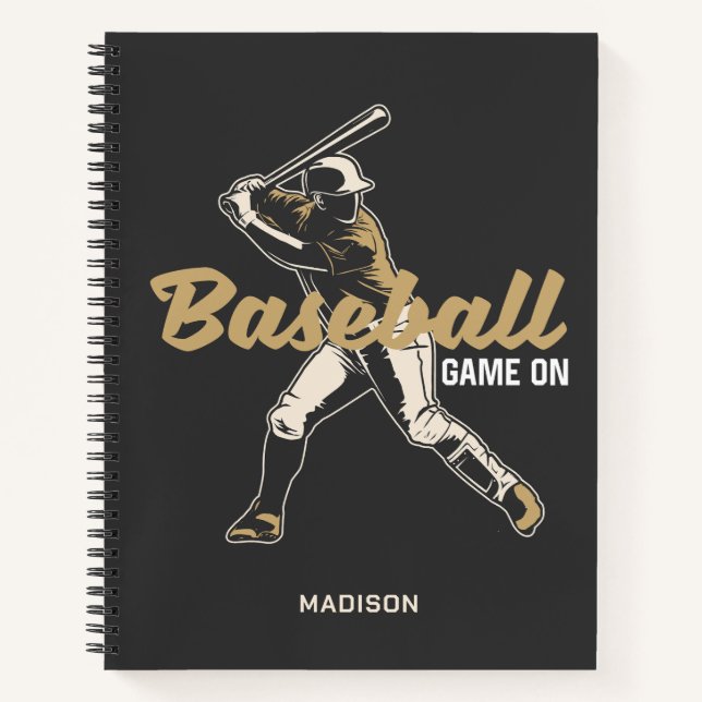 Individuelle Name- und FarbBaseball-Player Notizbuch (Vorderseite)
