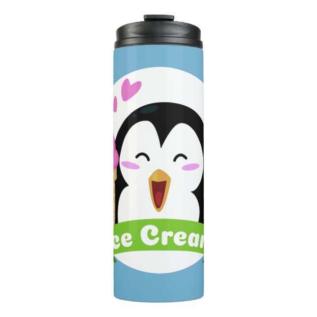 Individuelle Name und Farbe Eiscreme Pinguin-Wäsch Thermosbecher (Vorderseite)