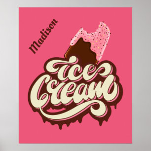 Individuelle Name und Farbe Eiskrempel Poster