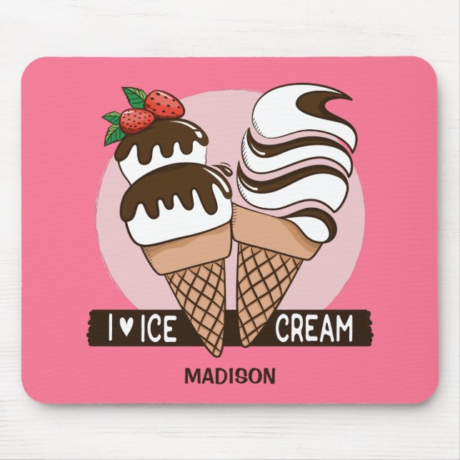 Individuelle Name und Farbe Ice Creme Lover Mousep Mousepad (Vorne)