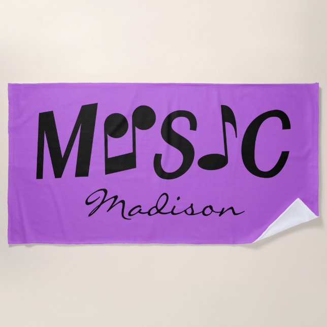 Individuelle Name und Farbe MUSIK Strandtuch (Vorderseite)