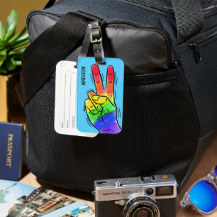 Individuelle Name und Farbe Rainbow Peace Gepäckanhänger