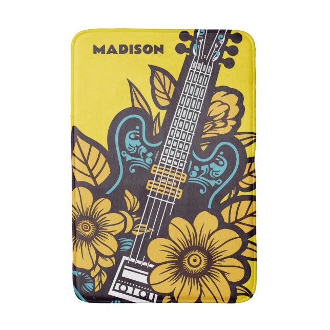 Individuelle Name und Farbe Ukulele Badematte (Vorderseite Vertikal)