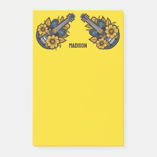 Individuelle Name und Farbe Ukulele Post-it Klebezettel