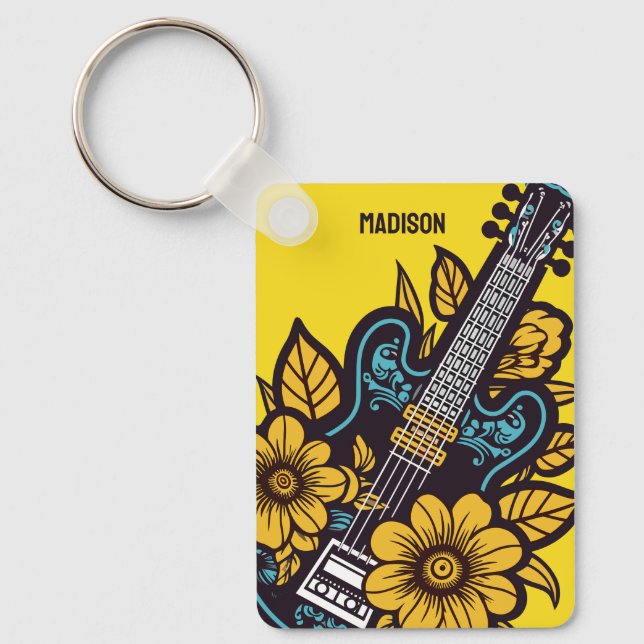 Individuelle Name und Farbe Ukulele Schlüsselanhänger (Vorderseite)