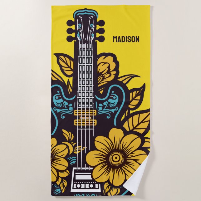 Individuelle Name und Farbe Ukulele Strandtuch (Vorderseite)