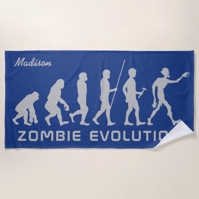 Individuelle Name und Farbe Zombie Evolution Handt Strandtuch (Vorderseite)